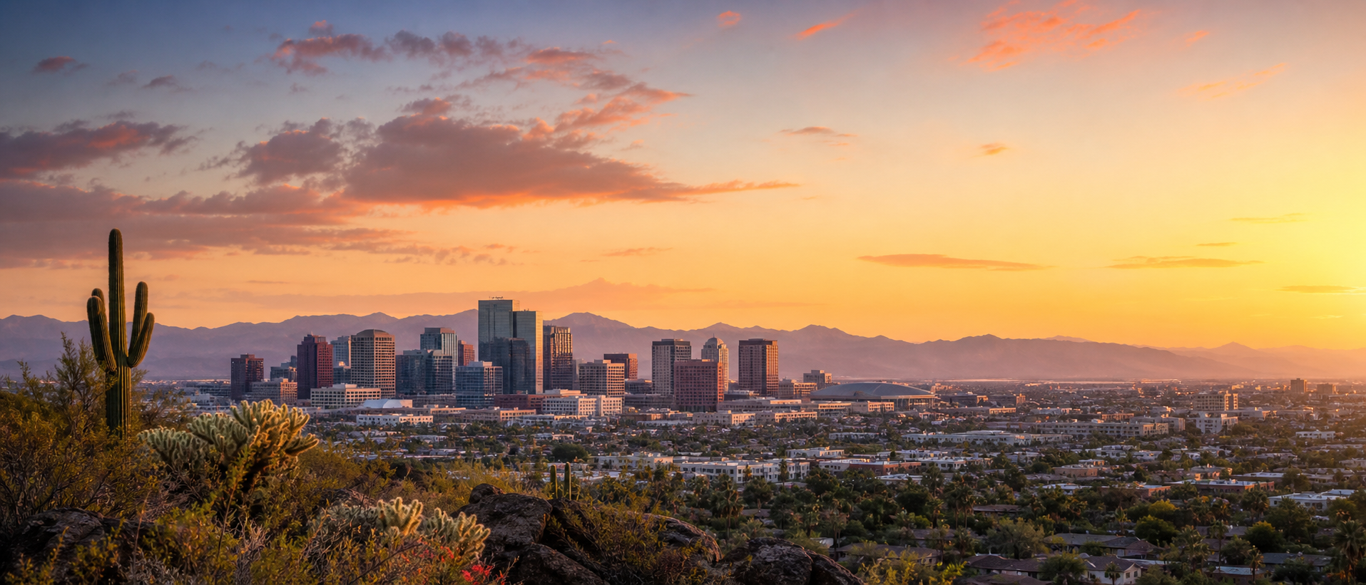 Phoenix skyline at sunset